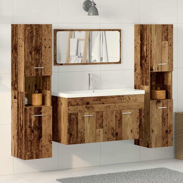 vidaXL 4 Piece Bathroom Furniture Set Old Wood Engineered Wood