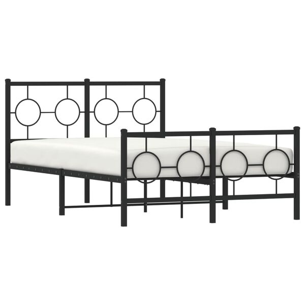 vidaXL Metal Bed Frame without Mattress with Footboard Black 120x200cm