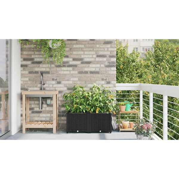 vidaXL Garden Planter 2 pcs Black Steel
