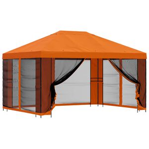 vidaXL Garden Gazebo with Sidewalls 4 x 3 m Orange Polyester and Steel