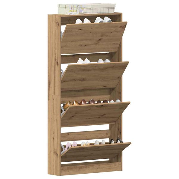 vidaXL Shoe Cabinet Artisan Oak 80 x 21 x 163.5 cm Engineered Wood
