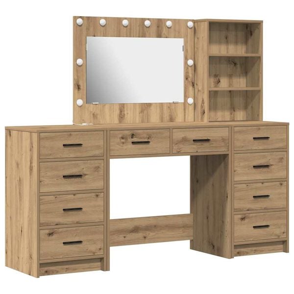 vidaXL Dressing Table with Drawer 3 pcs Artisan Oak Engineered Wood