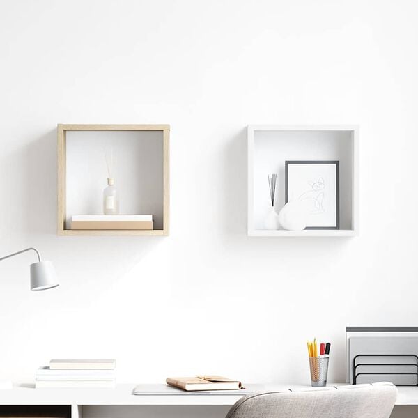 vidaXL Wall Cube Shelves 2 pcs White and Sonoma Oak 30x15x30 cm