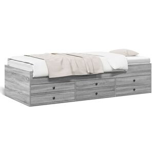 vidaXL Daybed with Drawers without Mattress Grey Sonoma 100x200 cm