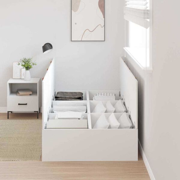 vidaXL Bed Frame with Storage White 90 x 190 cm Engineered wood