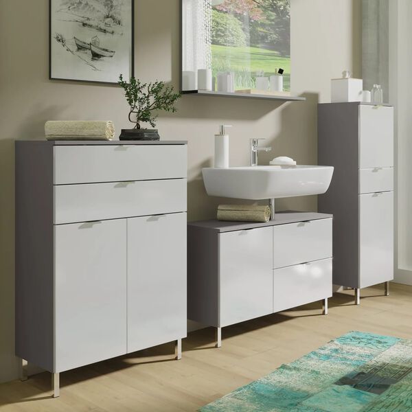 Germania Wash Basin Base Cabinet GW-Mauresa 34x80x56 cm Graphite and White
