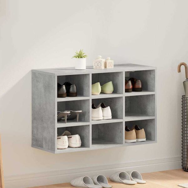 vidaXL Shoe Cabinet Concrete grey 77.5 x 30 x 51 cm Engineered Wood