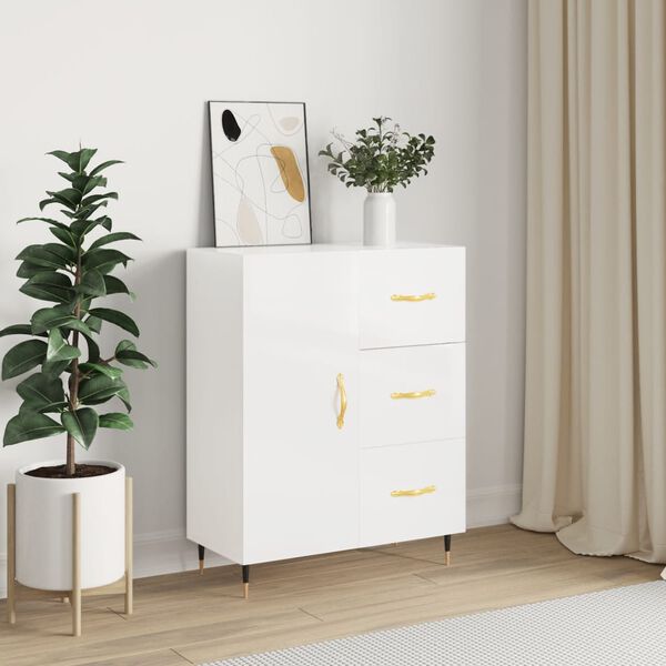 vidaXL Sideboard High Gloss White 69.5x34x90 cm Engineered Wood