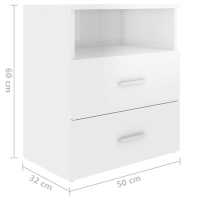 vidaXL Bed Cabinets 2 pcs High Gloss White 50x32x60 cm
