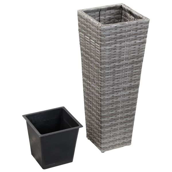 vidaXL Garden Raised Bed 30x30x80 cm Poly Rattan Grey