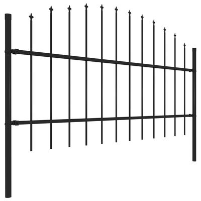 vidaXL Garden Fence with Spear Top Steel (0.75-1)x3.4 m Black