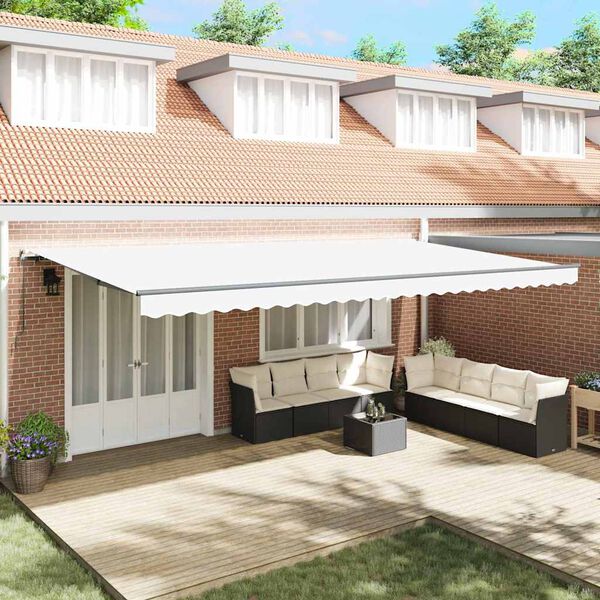 vidaXL Retractable Awning White 600 x 300 cm Polyester and Steel