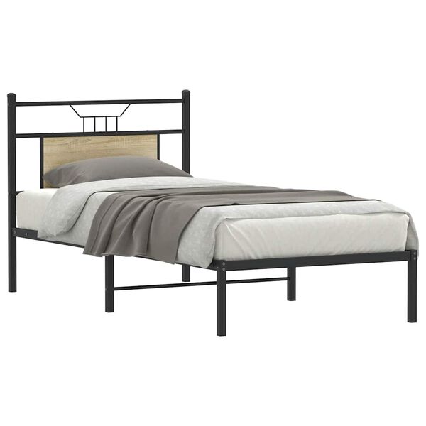 vidaXL Bed Frame without Mattress Sonoma Oak 90x190 cm Single Engineered Wood