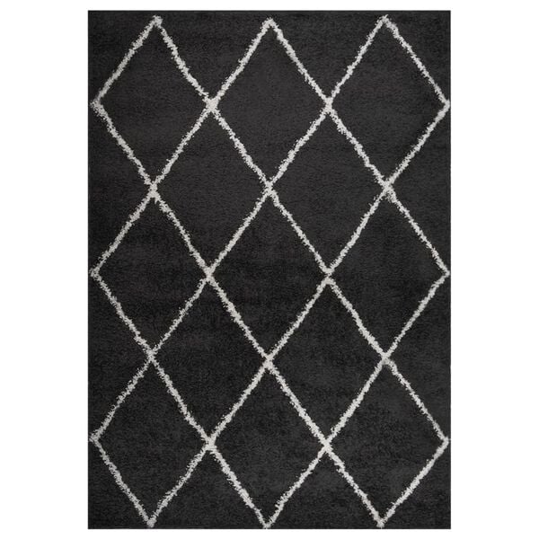 vidaXL Shaggy Rug High Pile Cream and Anthracite 140x200 cm