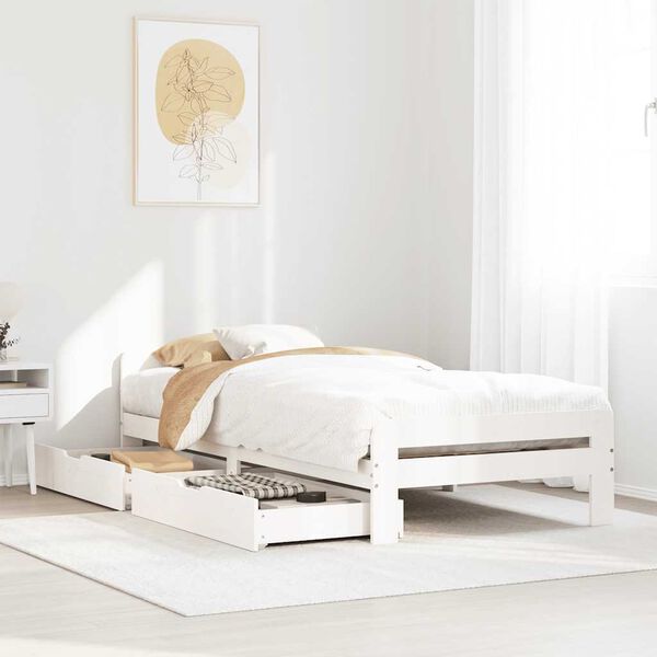 vidaXL Bed frame without Mattress White 75x190 cm Small Single Solid Wood Pine
