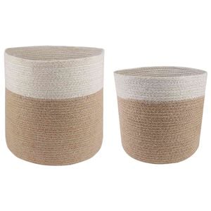 vidaXL Plant Pot Set 2 pcs Natural and White &Oslash; 28 x 28 cm