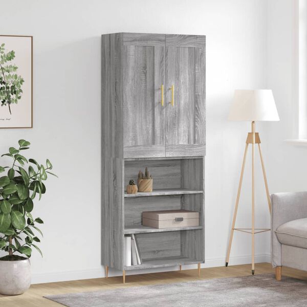vidaXL Highboard Grey Sonoma 69.5x34x180 cm Engineered Wood