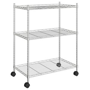 vidaXL 3-Tier Storage Rack with Wheels 60x35x81 cm Chrome 150 kg