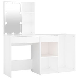vidaXL LED Dressing Table with Cabinet White Engineered Wood