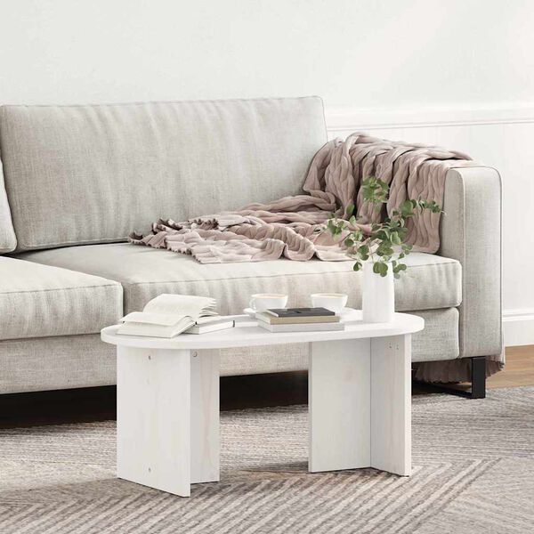 vidaXL Coffee Table White 80 x 39.5 x 35 cm Solid Pine wood