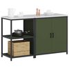 vidaXL Kitchen Storage Set with Shelf 2 pcs Olive Green Steel