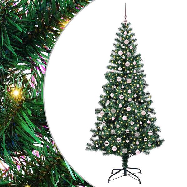 vidaXL Artificial Pre-lit Christmas Tree Green 240 cm PVC and Metal