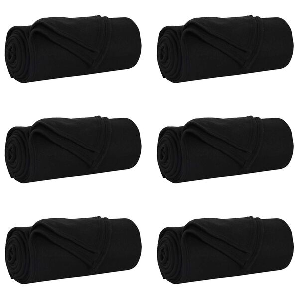 vidaXL Throw Blankets 6 pcs Black 170 x 130 cm Fleece