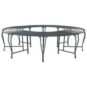 vidaXL Tree Bench 8-Seater &Oslash; 160 x 44 cm Steel Silver Grey Round