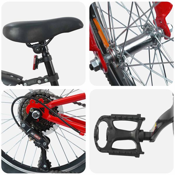 vidaXL Kids Bike 24'' 6-Speed for 8-12 Years Old Red