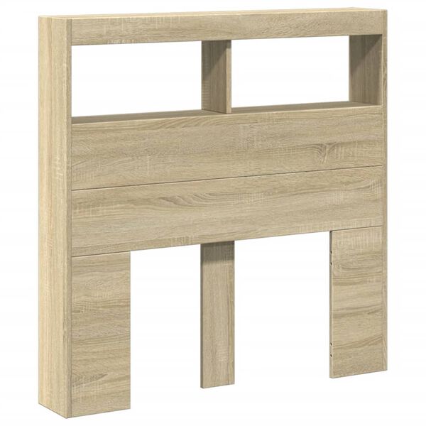 vidaXL Headboard Cabinet with LED Sonoma Oak 100x17x102 cm