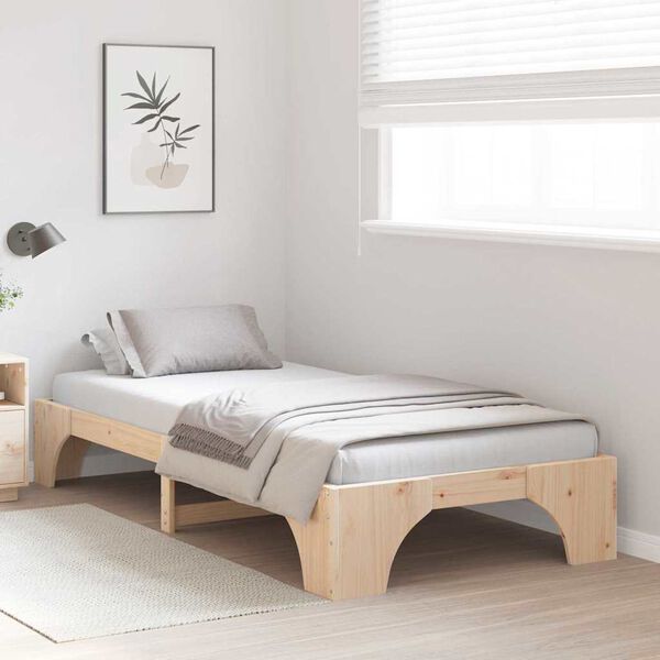 vidaXL Bed Frame Natural 75 x 190 cm Solid Pine Wood