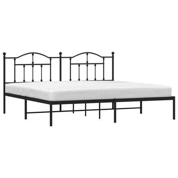 vidaXL Metal Bed Frame without Mattress with Headboard Black 200x200cm