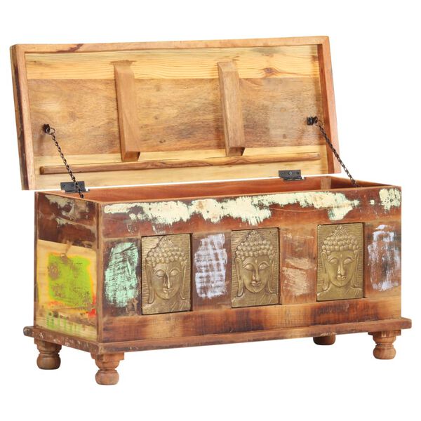 vidaXL Storage Box with Buddha Cladding 90x35x45 cm Reclaimed Wood