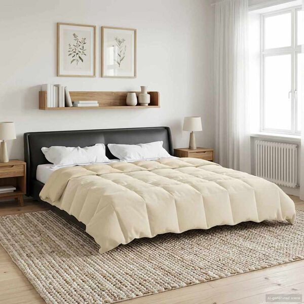 vidaXL Full Year Duvet Quilted Cream 200 x 220 cm Microfiber