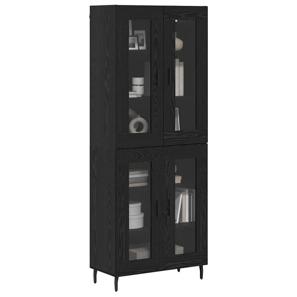 vidaXL Highboard 2 pcs Black Oak Engineered Wood and Glass