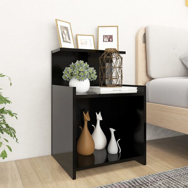 vidaXL Bed Cabinets 2 pcs Black 40x35x60 cm Engineered Wood