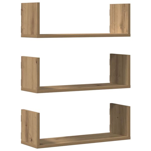 vidaXL Wall Shelves 3 pcs Artisian Oak 58x18x18 cm Engineered Wood
