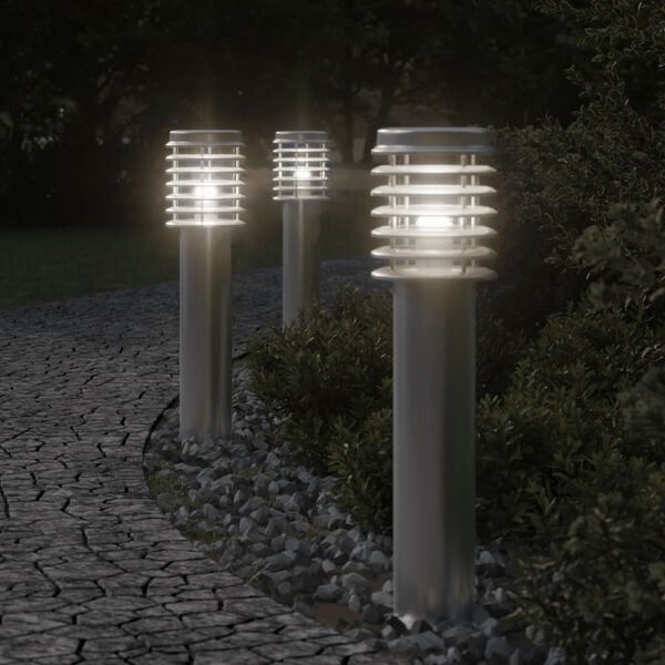 vidaXL Outdoor Floor Lamps 3pcs Silver 60 cm Stainless Steel