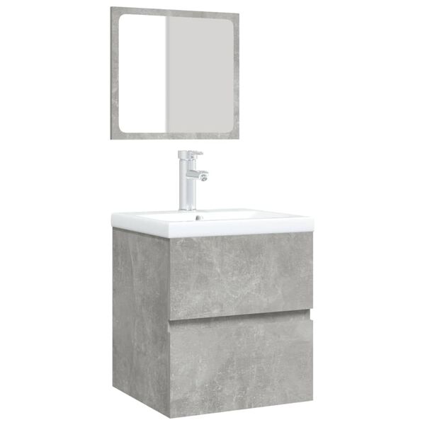 vidaXL Bathroom Sink Cabinet with Basin and Mirror Concrete Grey