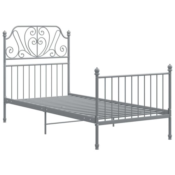 vidaXL Bed Frame without Mattress Grey Metal 100x200 cm