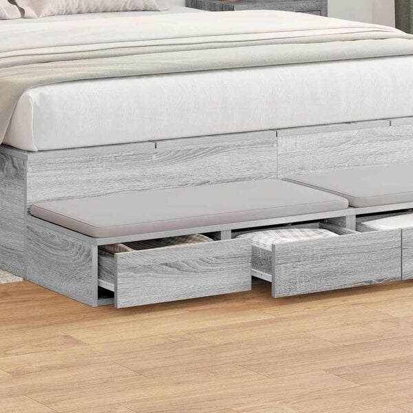 vidaXL Bed Drawers Grey Sonoma 150 x 36.5 x 16.5 cm Engineered Wood