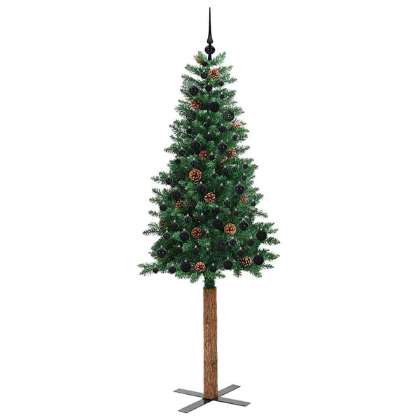 vidaXL Slim Christmas Tree Green 210 cm PVC and Solid Pine wood