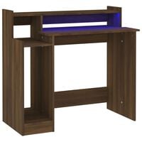 vidaXL Desk with LED Lights Brown Oak 97x45x90 cm Engineered Wood