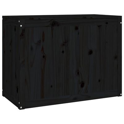 vidaXL Laundry Box Black 88.5x44x66 cm Solid Wood Pine