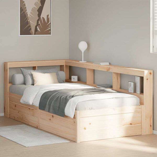 vidaXL Bookcase Bed without Mattress 90x200cm Solid Wood Pine