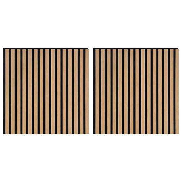 vidaXL Acoustic Wall Panels 2 pcs Slatted 60.5x60 cm Oak Veneer