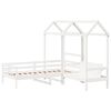 vidaXL Day Bed and Bench Set with Roof without Mattress White 90x190 cm Single
