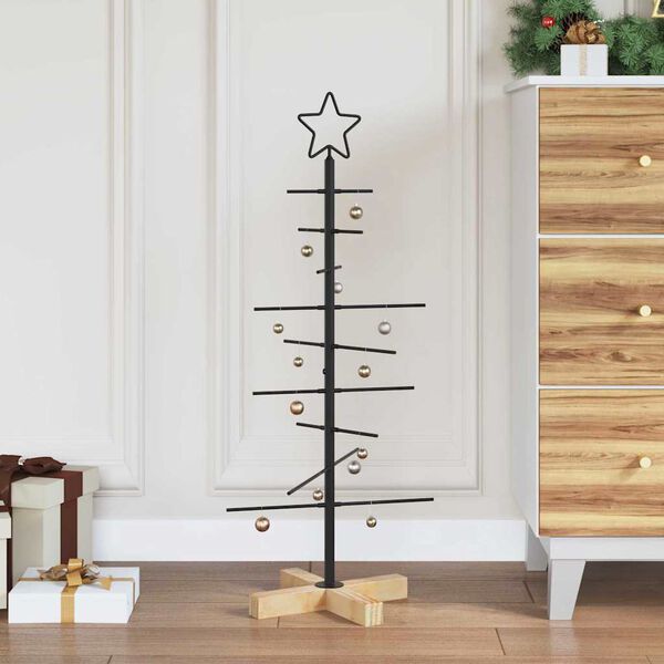 vidaXL Metal Christmas Tree with Stand Black 90 cm Powder-coated steel