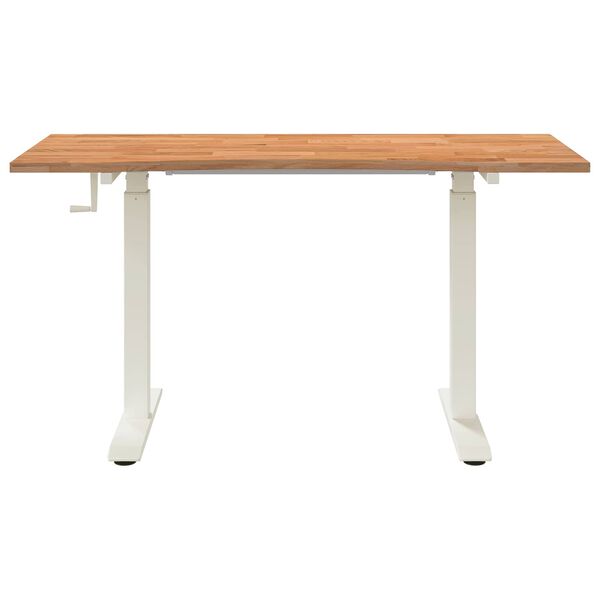 vidaXL Desk White and Light Brown 140 x 60 cm Solid Oak Wood