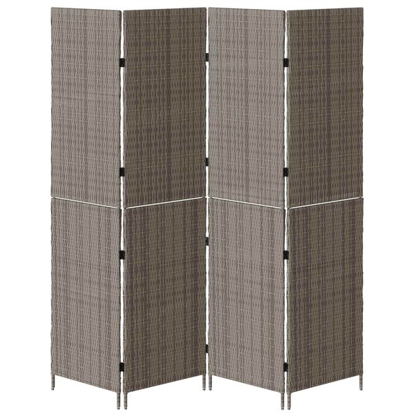 vidaXL Room Divider Folding Manual Grey 195 x 180 cm Poly Rattan